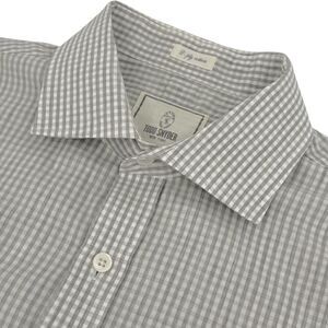 Todd Snyder Men's Gingham 2-Ply Cotton Dress Shirt Gray 17 Neck 34/35